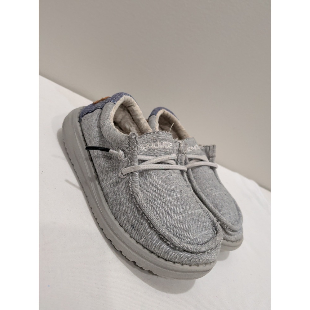 Hey Dude Wally Youth Gray Slip On Mocassins Shoes Size K11 Steel 130133200